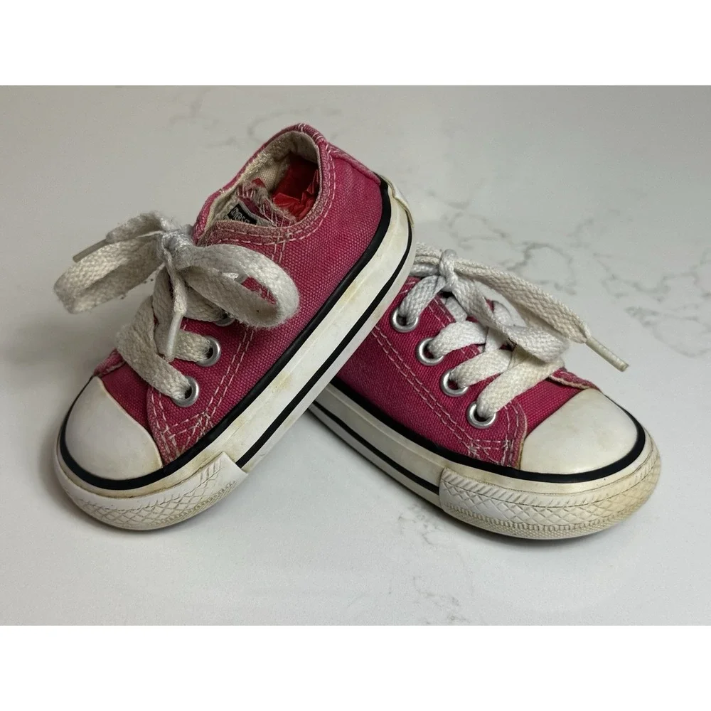 Converse All Star Pink Canvas Baby Sneakers US Size 3 Lace Up Low Top‎ 744806F